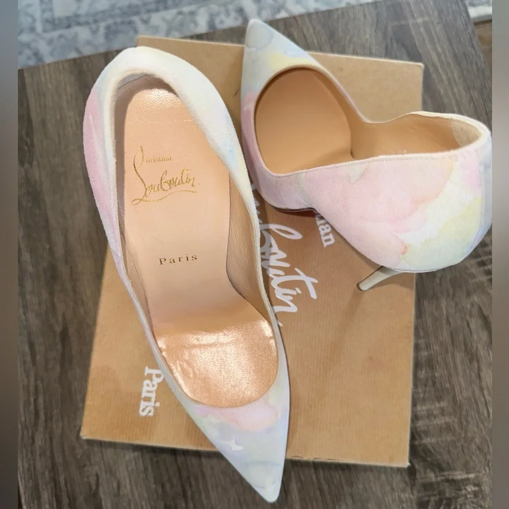 Aquarelle Kate Suede 120 Heels By Christian Louboutin. Size 38.5 Worn Once - Picture 2 of 9